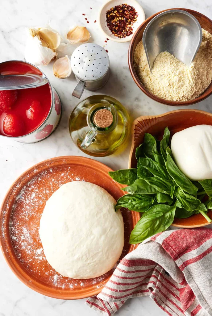 مواد اولیه پیتزا مارگاریتا